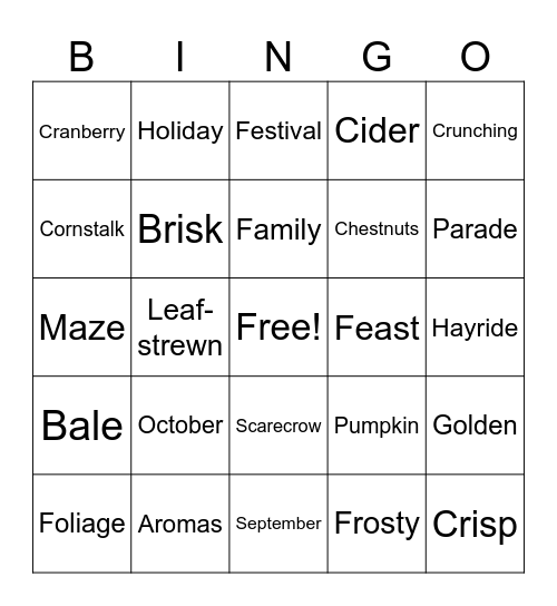 AUTUMN BINGO Card