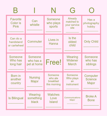 Human Bingo Card