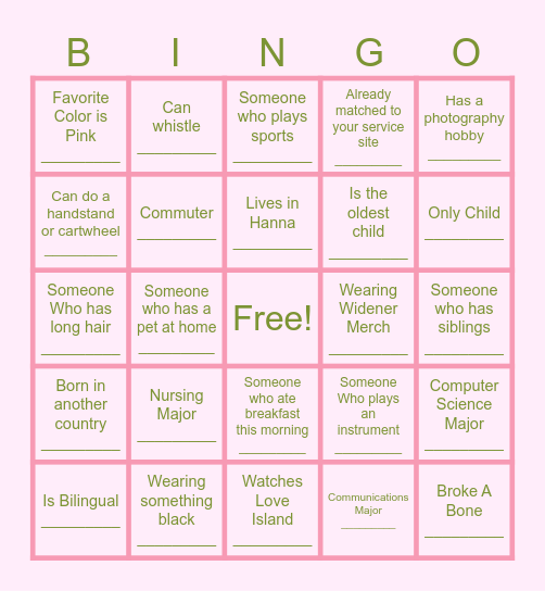 Human Bingo Card