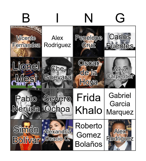 Hispanic Heritage Month Bingo Card
