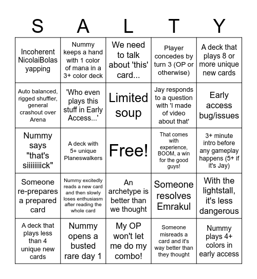 MTG FRA Early Access Shenanigans Bingo Card