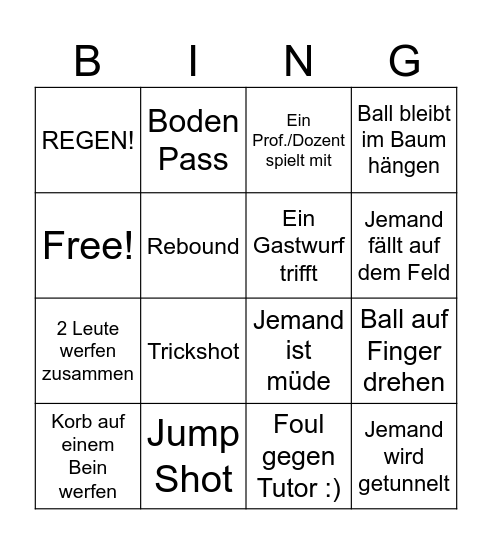 Basketball Bingo Card