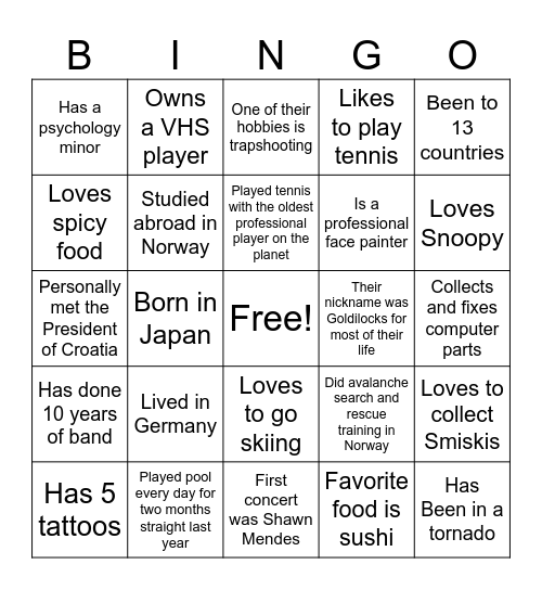 McVey Staff Bingo Card