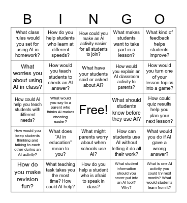Ice Breaker Activity Bingo Card