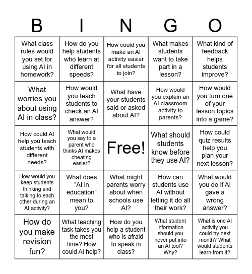 Ice Breaker Activity Bingo Card