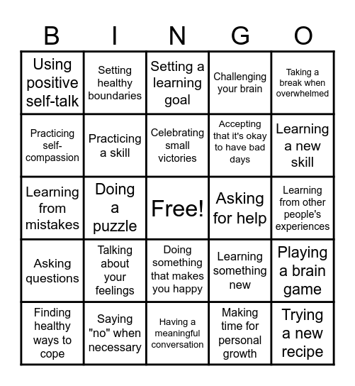 EMOTIONAL WELLNESS Bingo Card