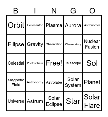 Vocabulary Bingo Card