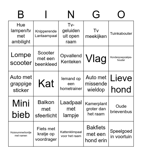 Wandeling bingo Card