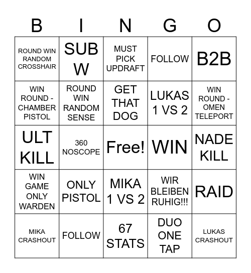 Gauntlet Bingo Card