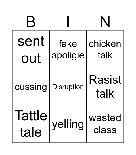 Byers class bingo Card