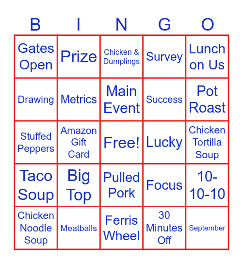 Great September Carnival Bingo Card