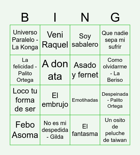 LOS 40 DE SILVI :) Bingo Card