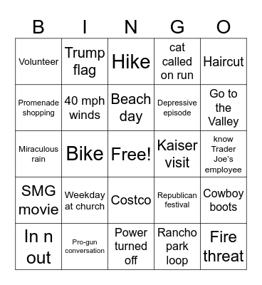 Simi Valley Bingo Card