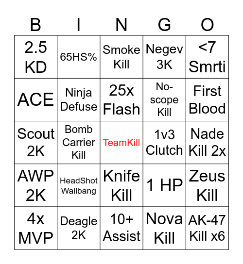 CS 2 Bingo Card