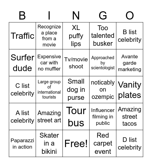 LA CLICHE bingo Card