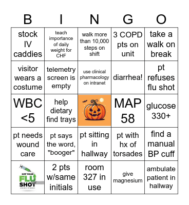 October PCU Bingo Card