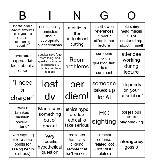Conference Bingo! Bingo Card