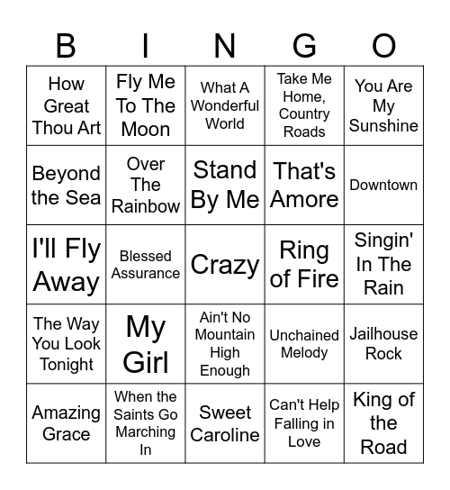 MUSIC Bingo Card