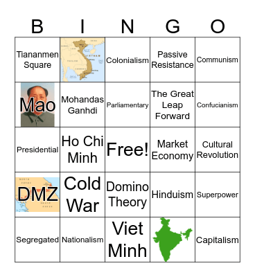 South and East Asia History Bingo Card