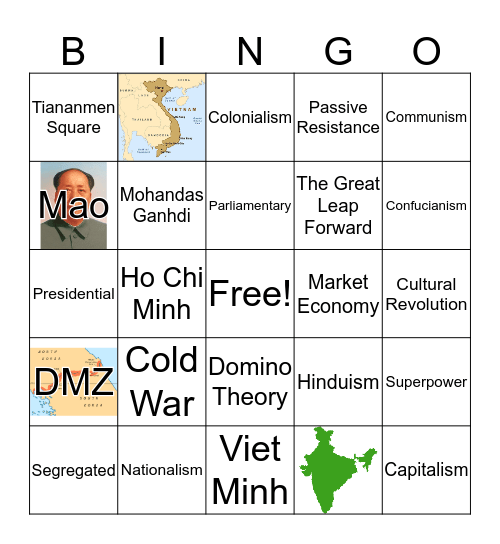 South and East Asia History Bingo Card