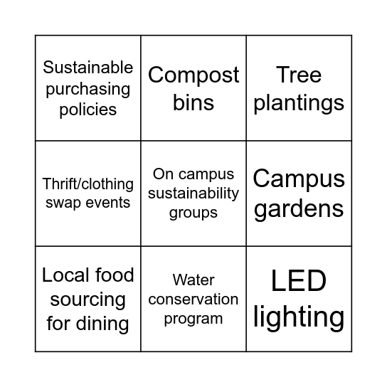RSC 301 Bingo Card