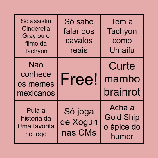Red flag fãs de Umamusume Bingo Card