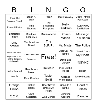 Fragile Bingo Card