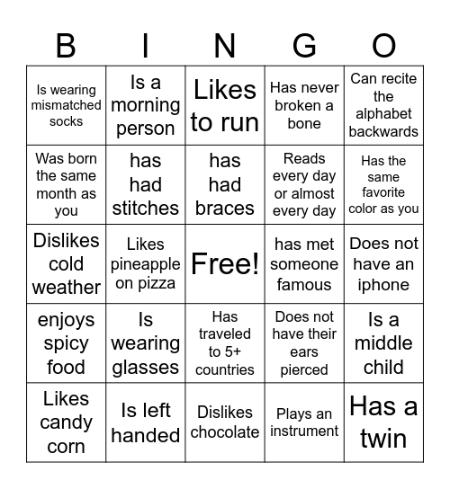 Horizon 1 Bingo Card