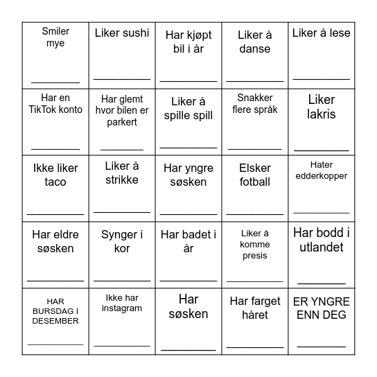 FINN NOEN SOM... Bingo Card