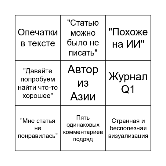 Обсуждение статьи Bingo Card