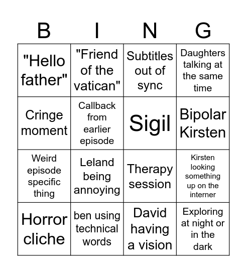 Evil Bingo Card