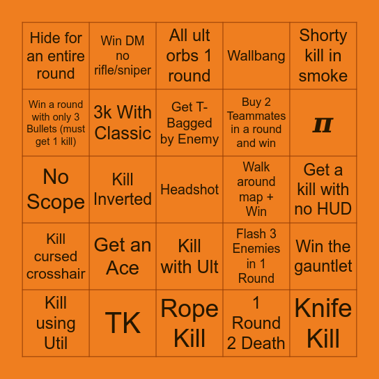 Valo Bingo 1 Bingo Card