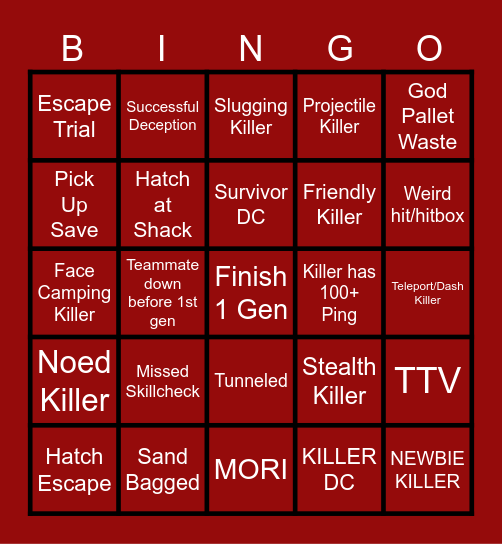 DBD BINGO Card
