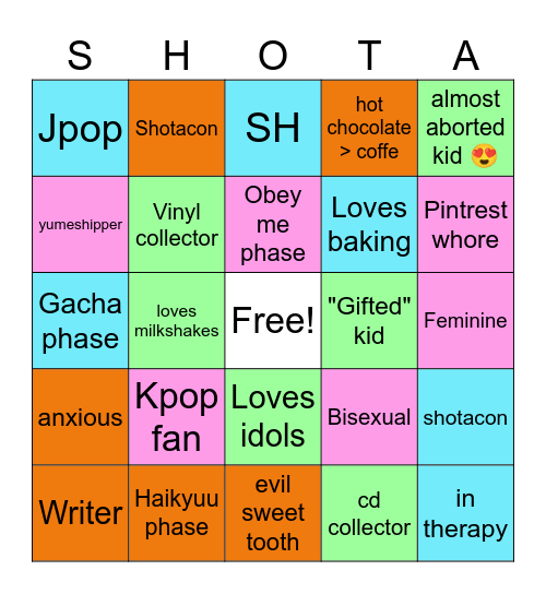 Shoyo bingo~ Bingo Card