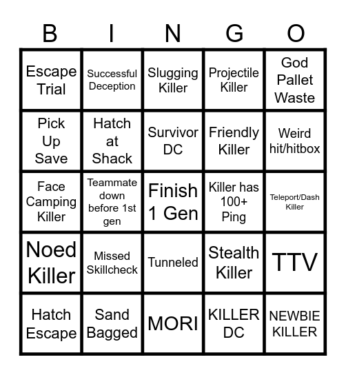 DBD BINGO Card