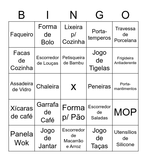 Bingo dos Presentes Bingo Card