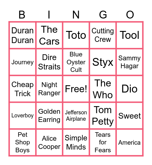 Music Bingo at the Ann Arbor Eagles!  Name That Artist Bingo Card