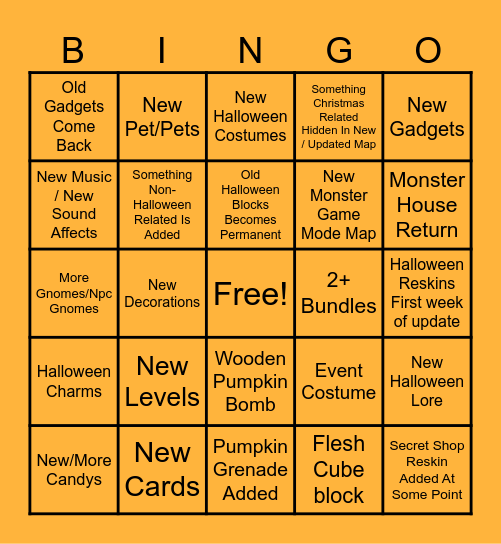 Yeeps 2026 Halloween 🎃 Bingo Card