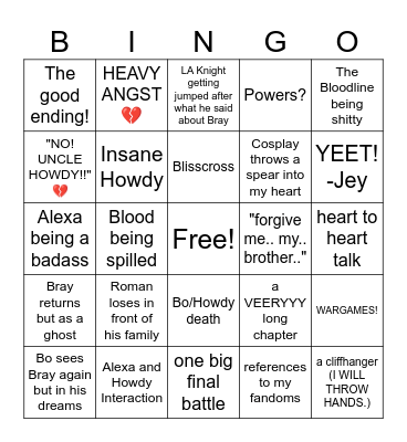 Circle of Reed Finale! ⭕️ Bingo Card