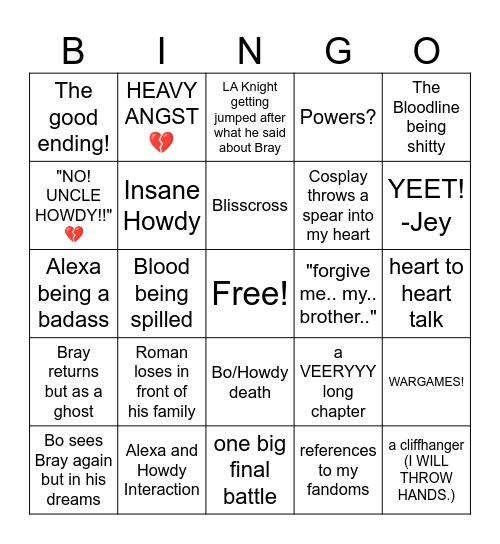Circle of Reed Finale! ⭕️ Bingo Card