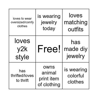 culture of style bingo Card