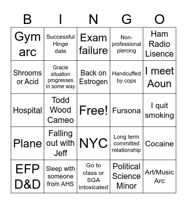Semester 5 Bingo Card