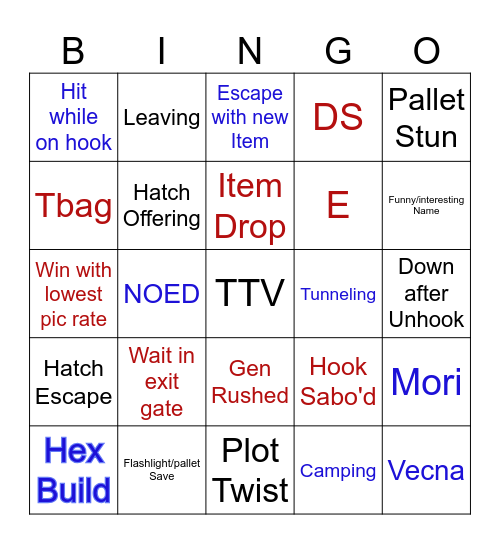 DBD Bingo Card
