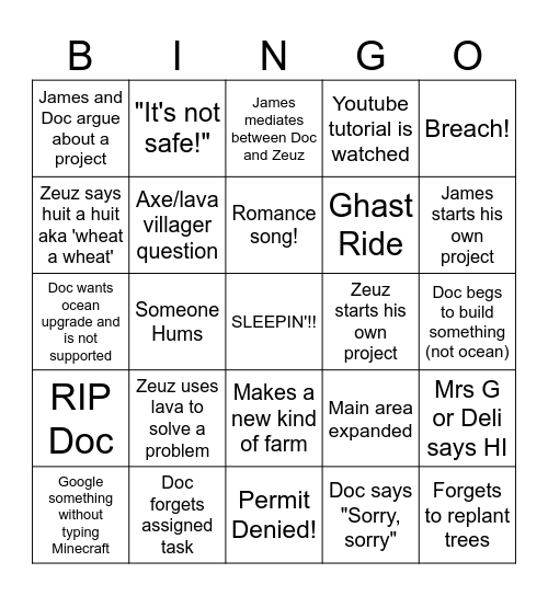 SkyBlockBOIS! Bingo Card