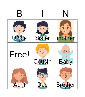 Family members Bingo Card