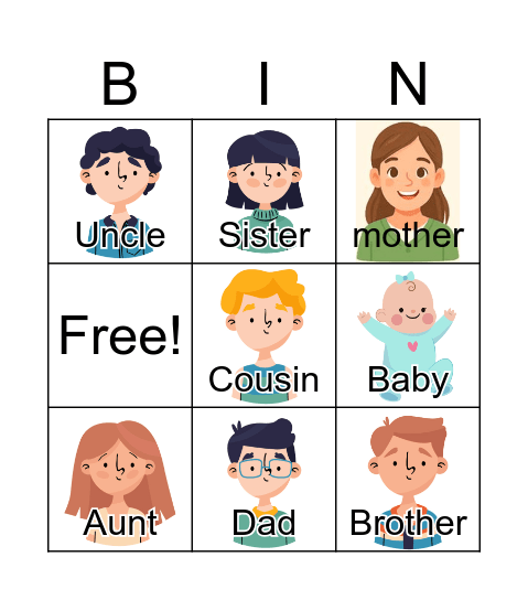 Family members Bingo Card