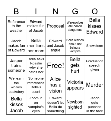 Eclipse Bingo Card
