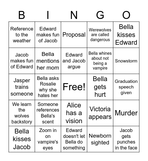 Eclipse Bingo Card