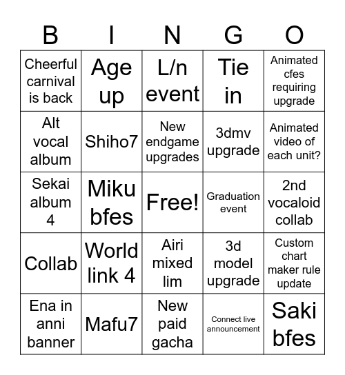 PJSK 6TH ANNI BINGO Card