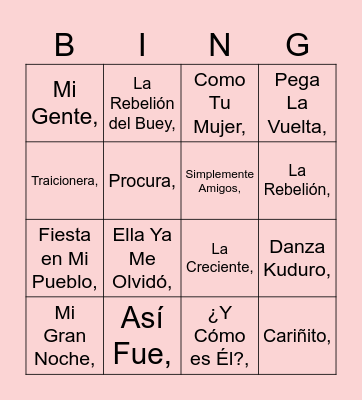 Bingo musical Bingo Card